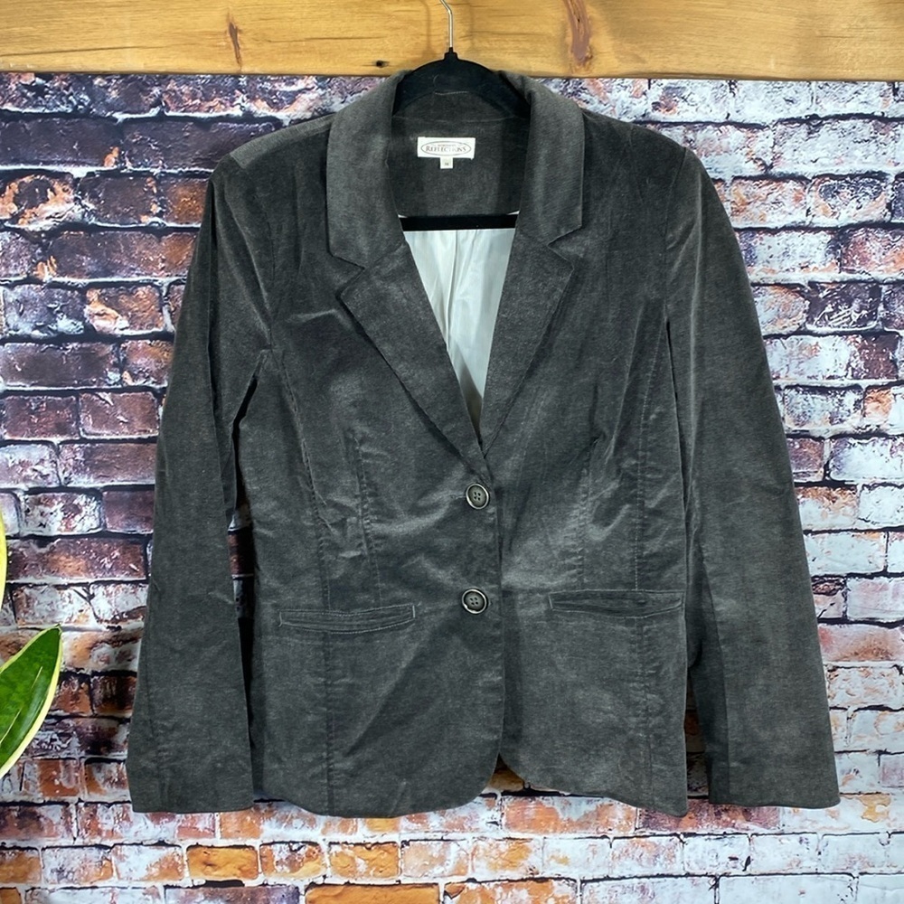 Northern Reflections Grey Corduroy Classic Button Up Blazer Jacket Size M - Picture 4 of 15